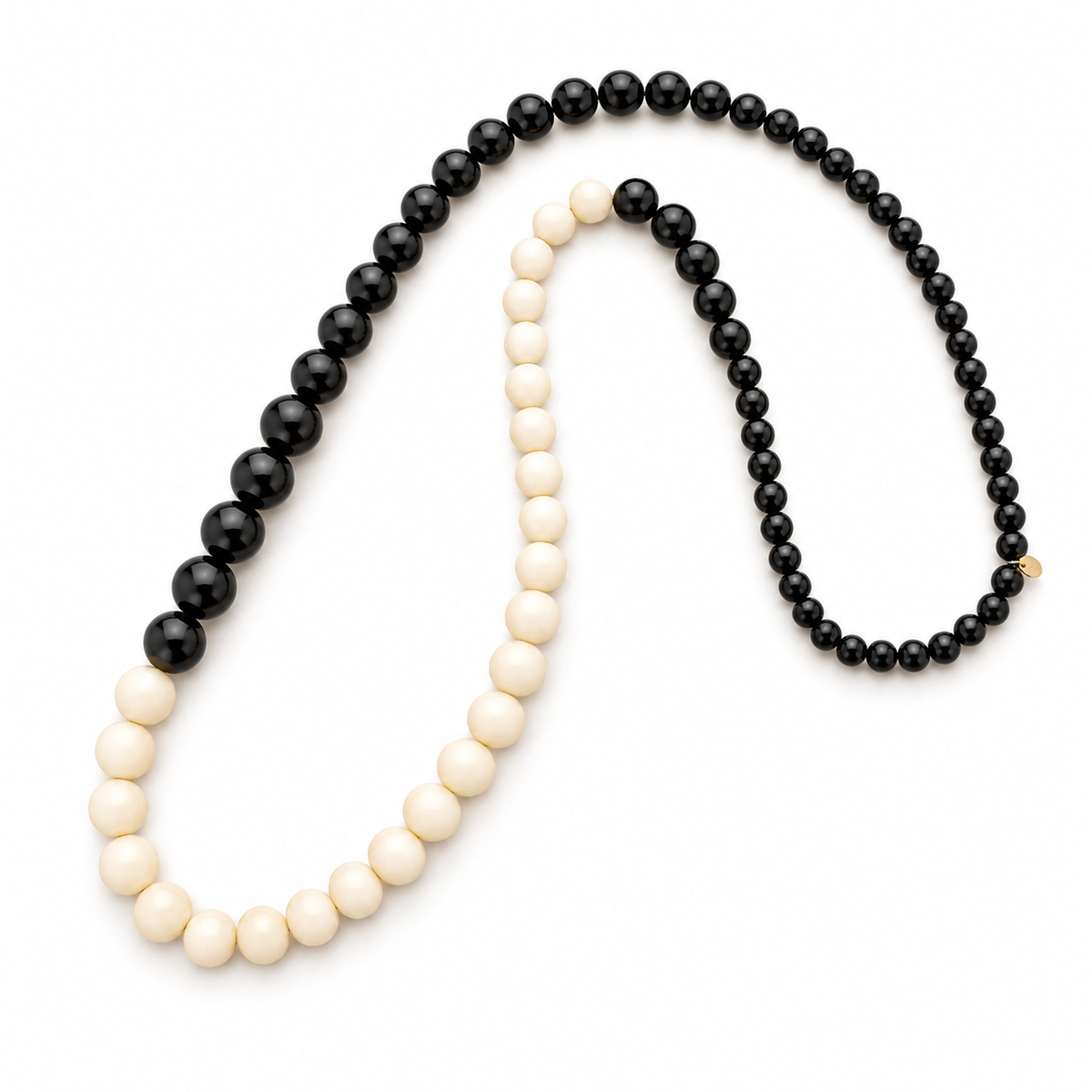 Collar Largo Cuentas Negro/Beige