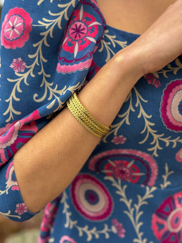 Brazalete Doble Hoja Dorado