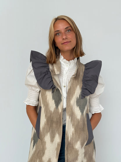Chaleco 9MÁS5 Ikat Beige y Gris