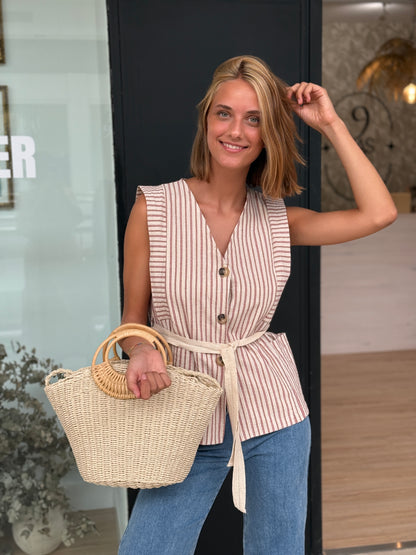 9MÁS5 Green and Rustic Beige Vest