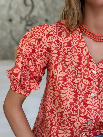 Camisa Naranja MC Volantes