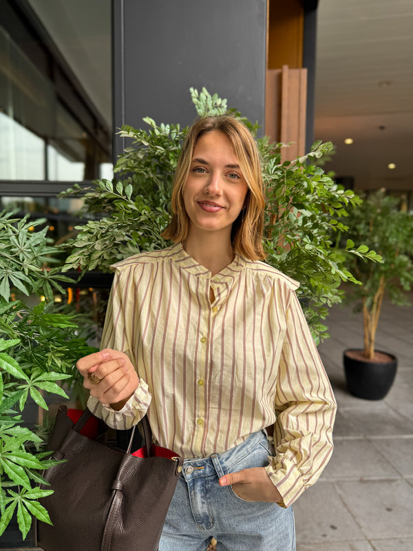 Camisa Amarilla Rayas Marrones