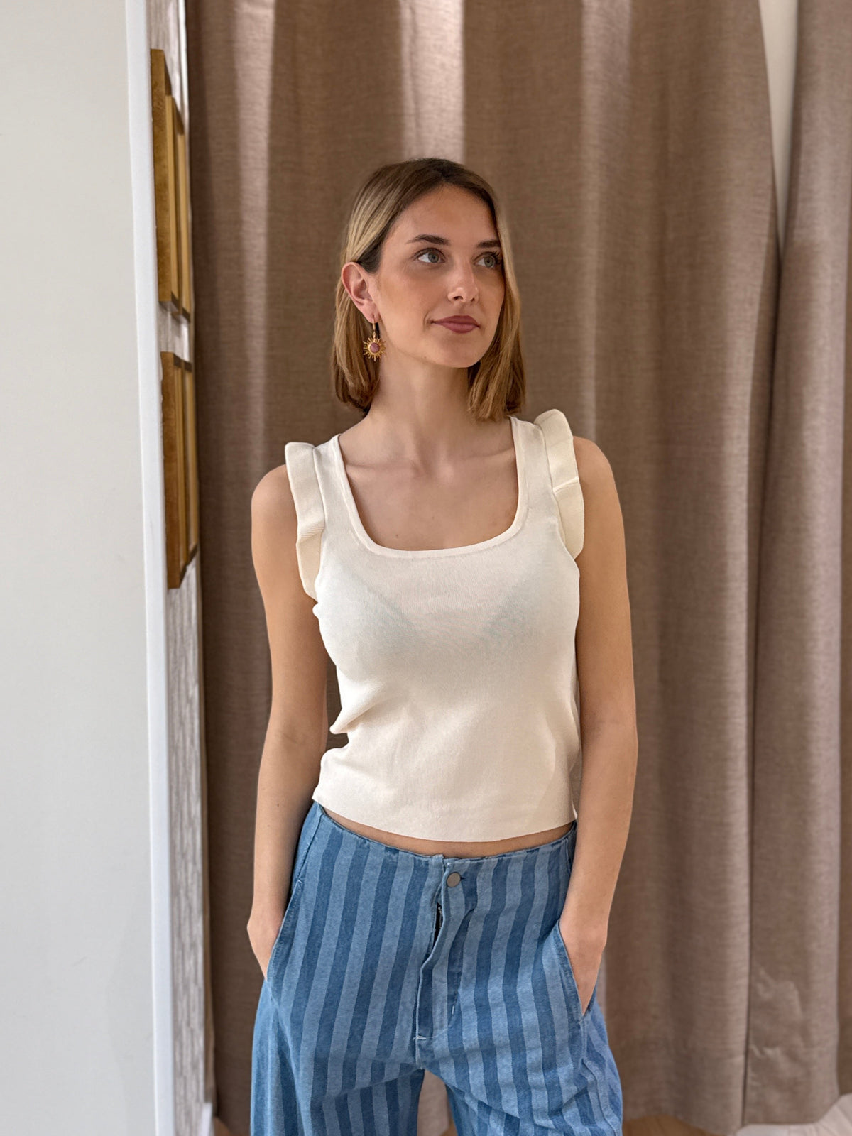 Top Punto Volante Beige