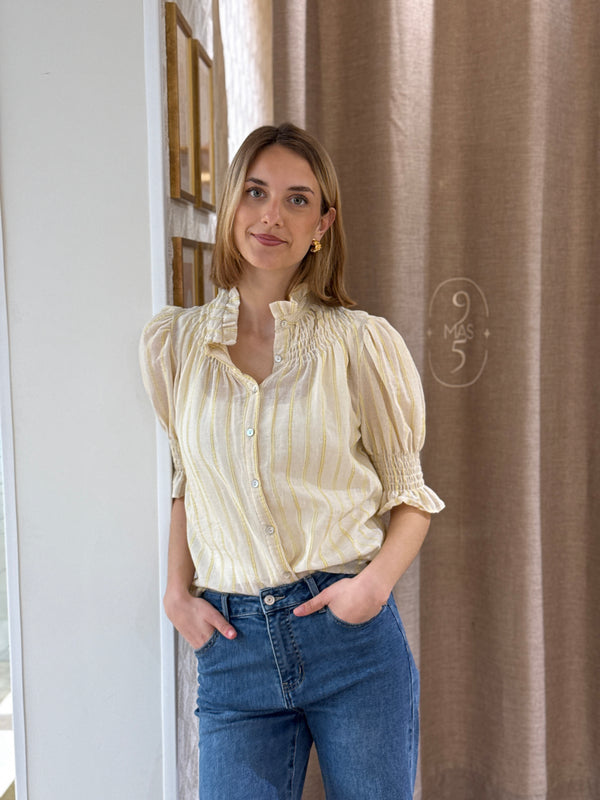 Camisa Saint Remy Efecto Lino Amarilla
