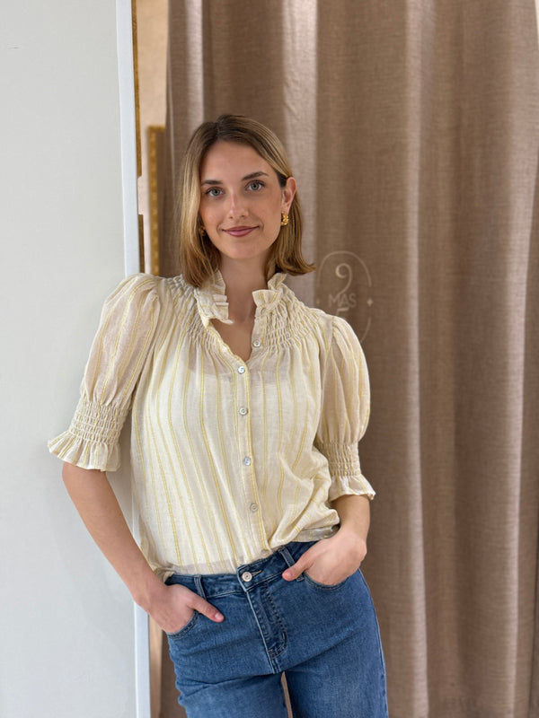 Camisa Saint Remy Efecto Lino Amarilla