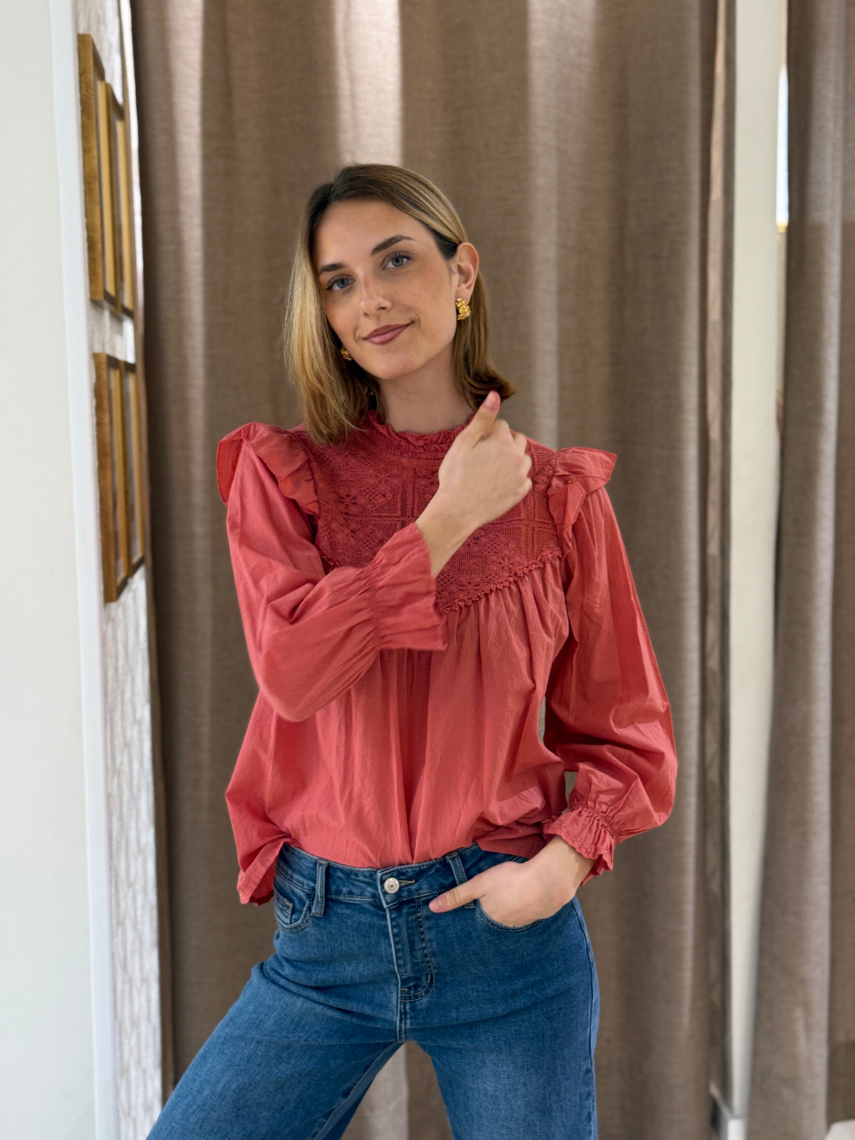 Camisa Crochet Coral