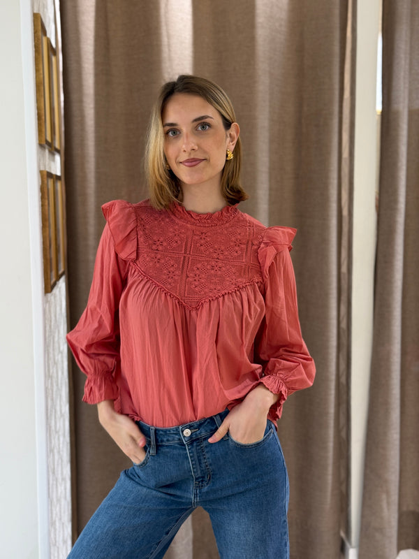 Camisa Crochet Coral