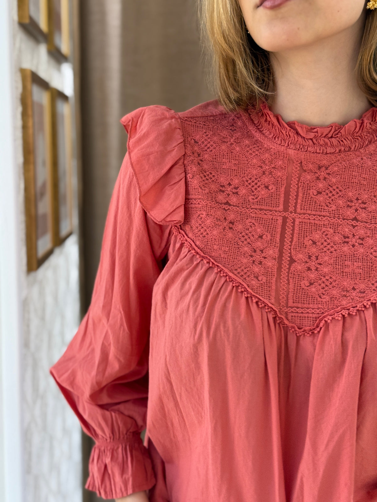 Camisa Crochet Coral