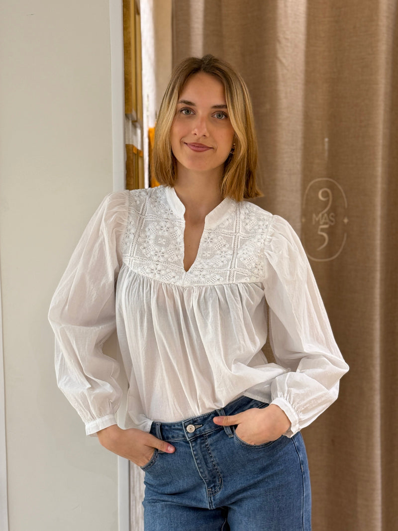 Camisa Crochet Blanca