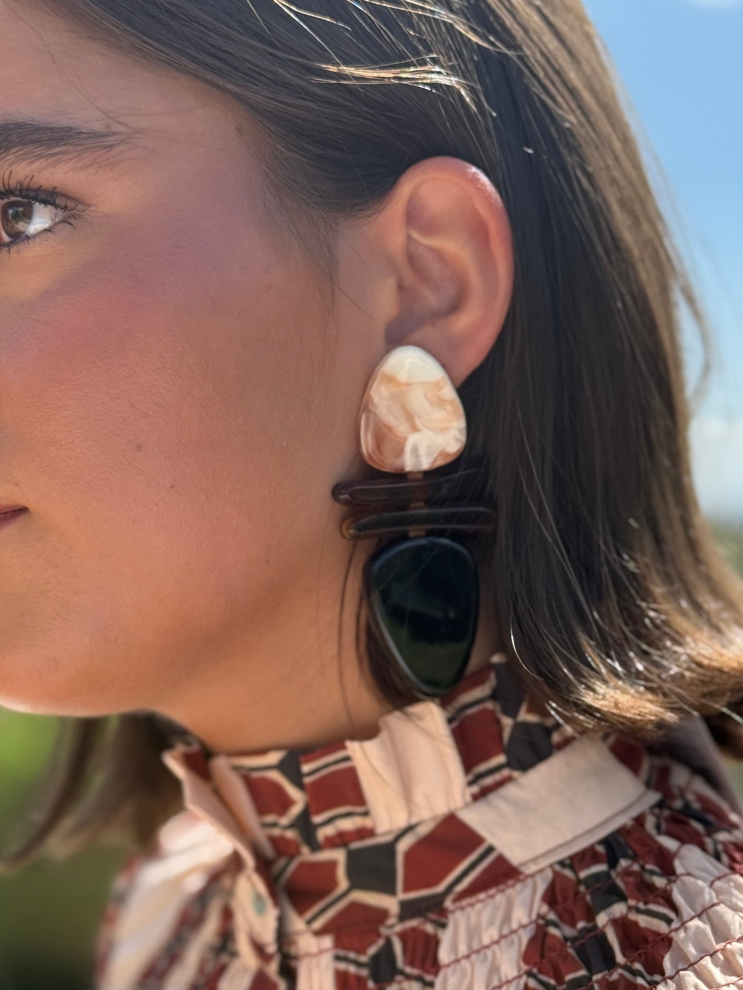 Pendientes Etnicos Resina Negros