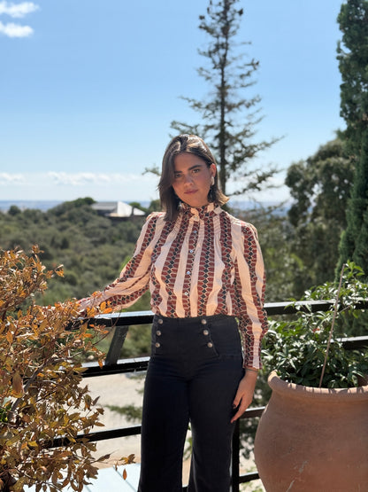 Camisa Agra Beige y Burdeos