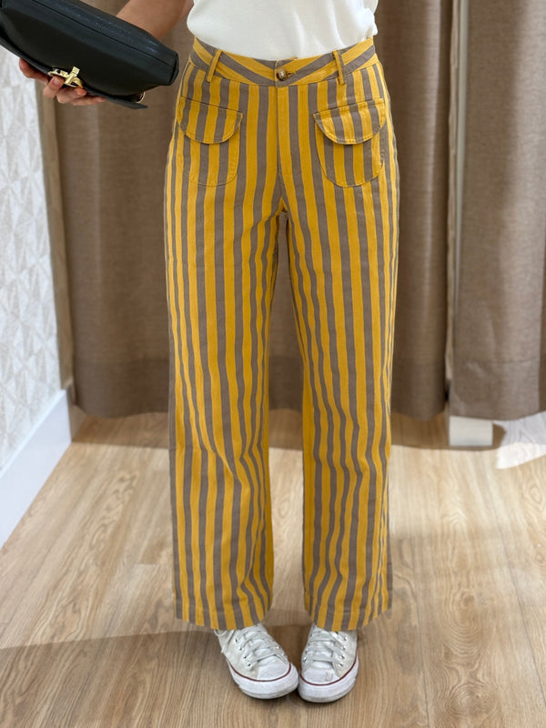 Pantalón Rayas Amarillo y Topo