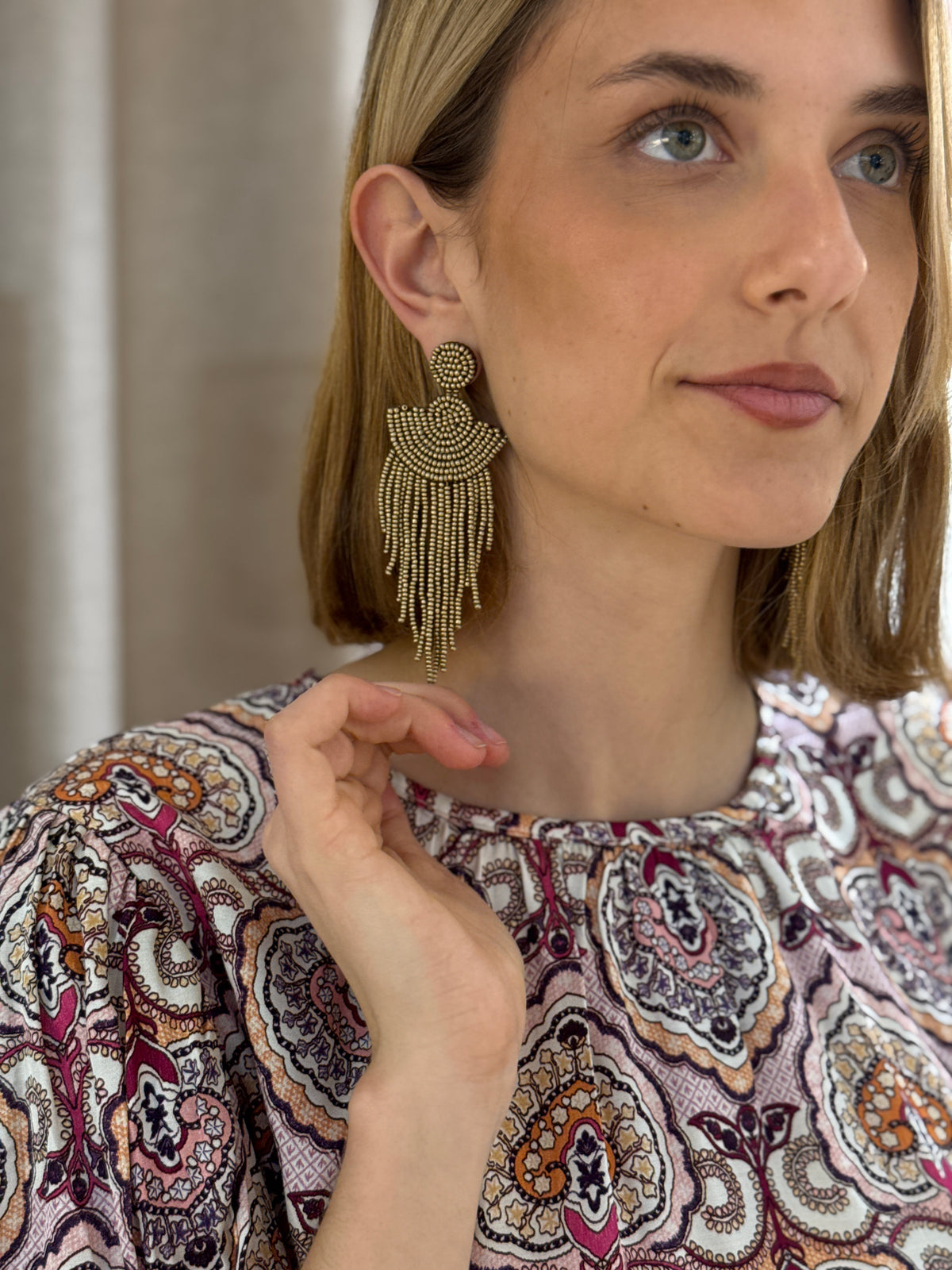 Pendientes Abalorios Dorados