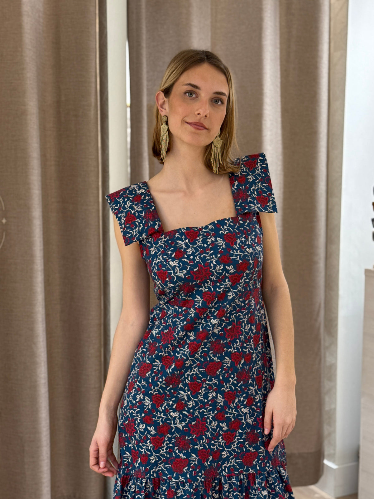 Vestido Campiña Flores Azul