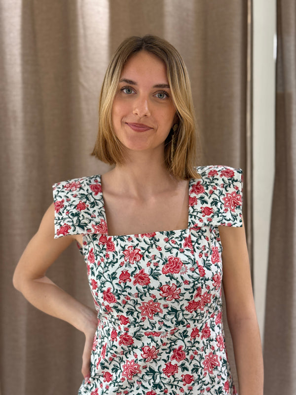 Vestido Campiña Flores Rosa