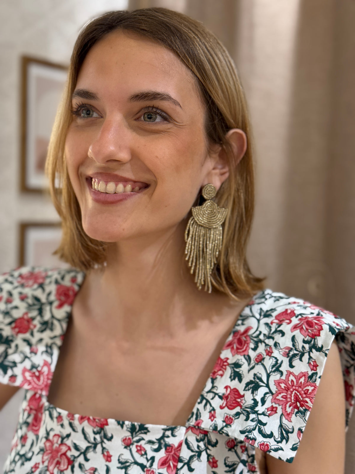 Pendientes Abalorios Dorados