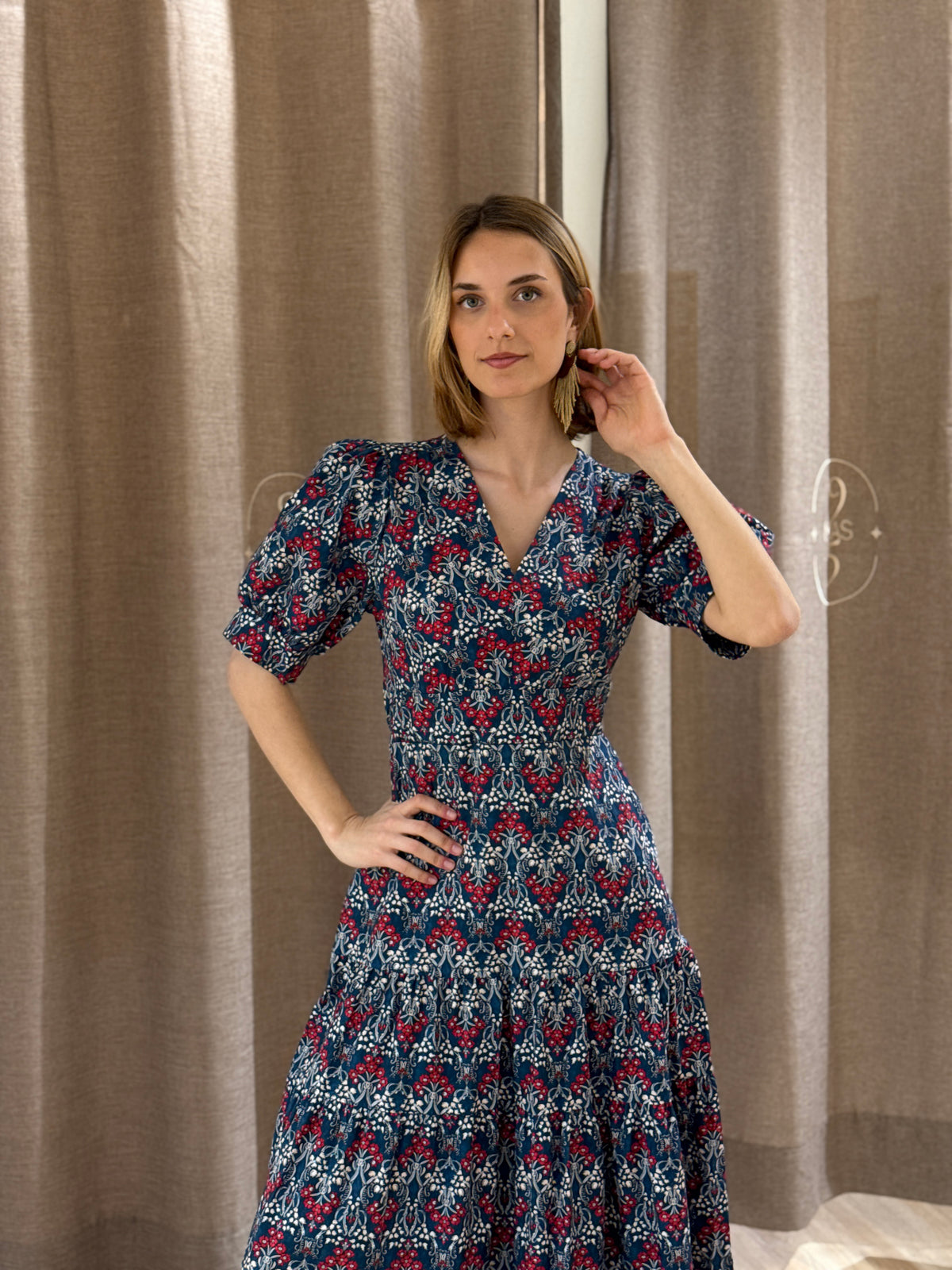 Vestido Provence Flores Azul