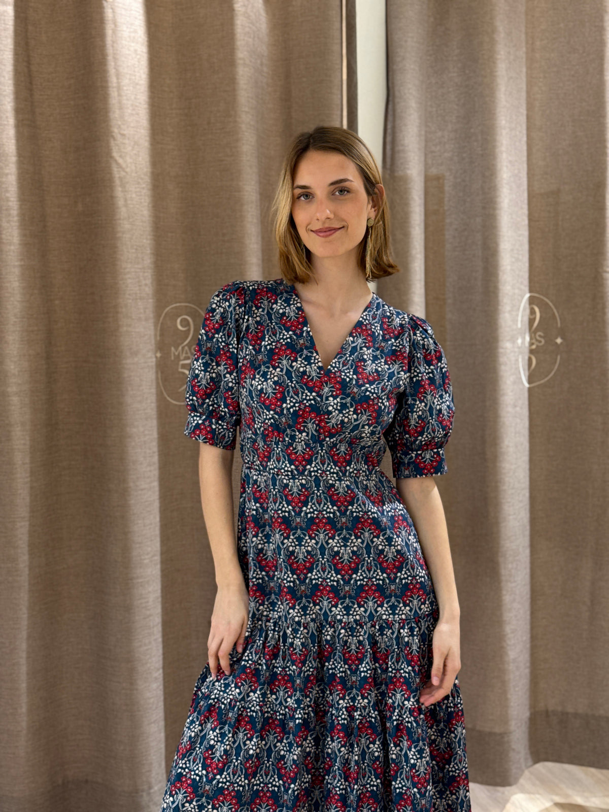 Vestido Provence Flores Azul