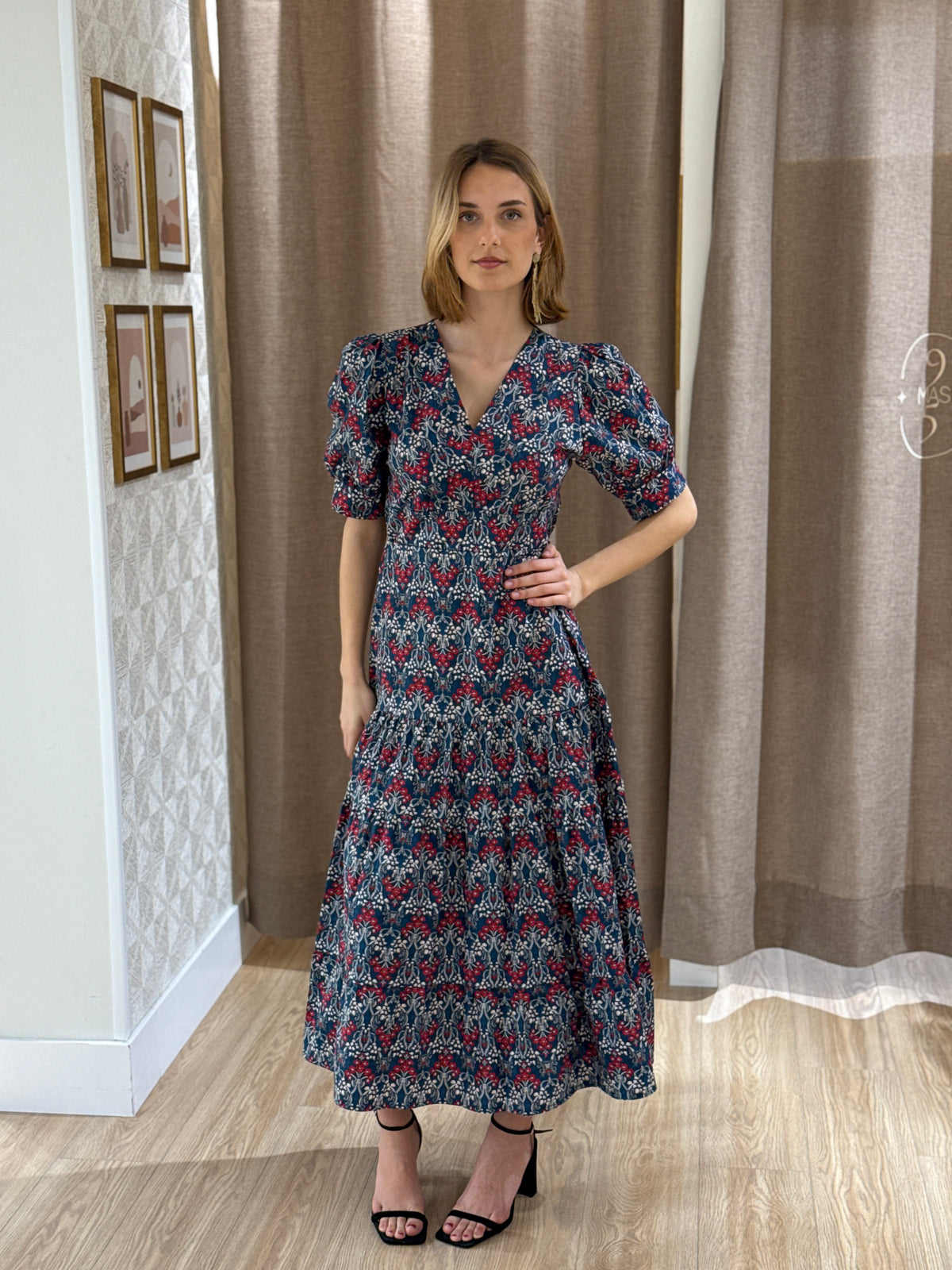 Vestido Provence Flores Azul