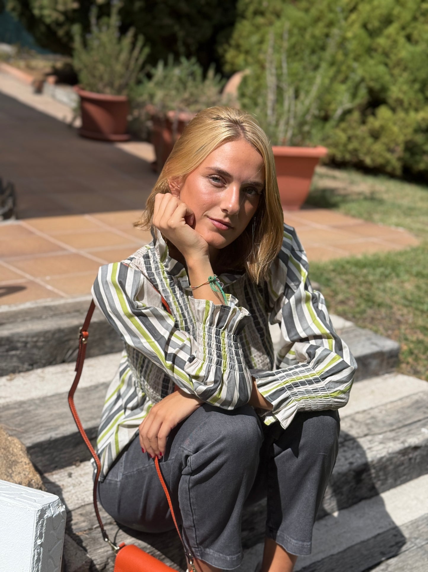 Camisa Amber Gris y Verde