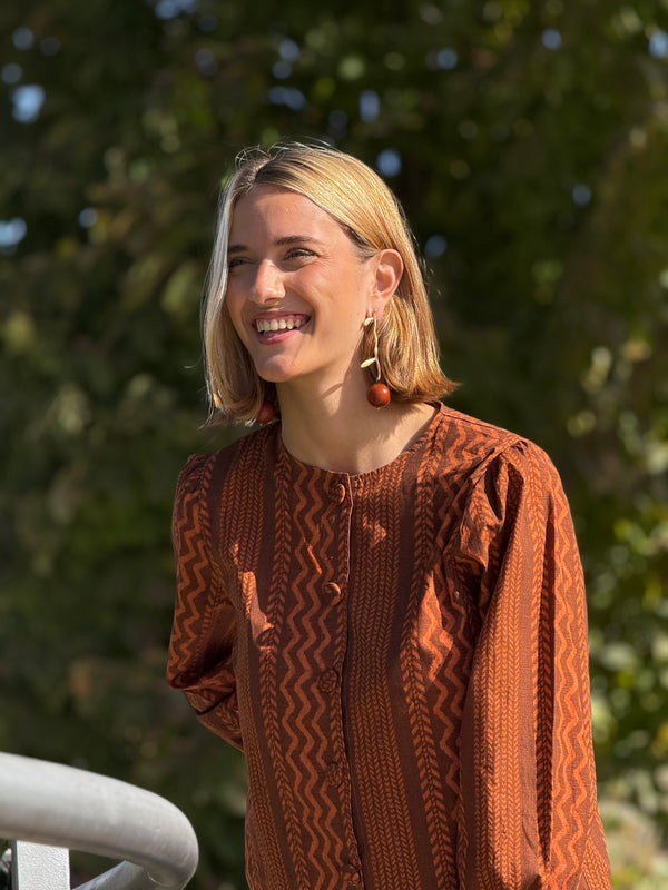 Camisa Nayla Marrón y Naranja