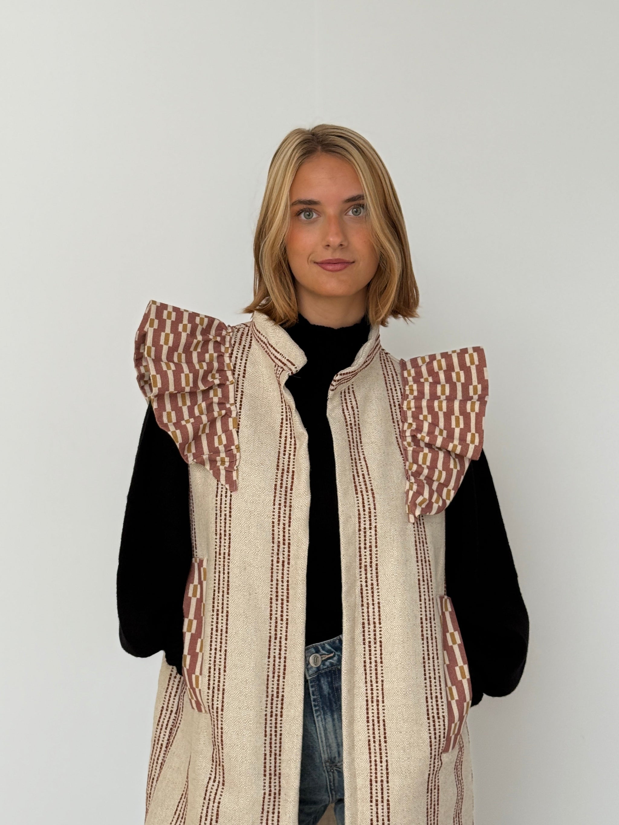 9MÁS5 Green and Rustic Beige Vest