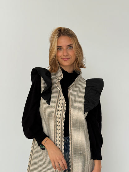 Chaleco 9MÁS5 Rayas Gris y Negro