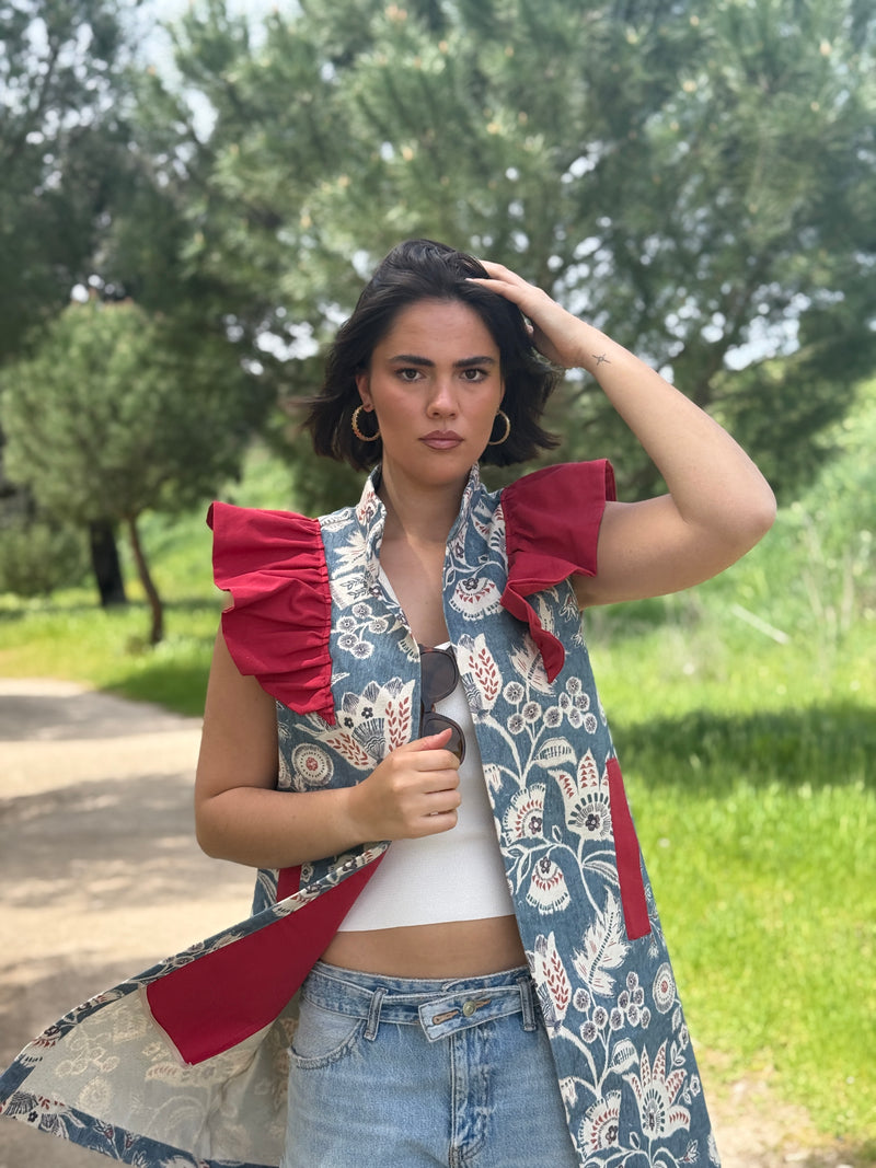 9MÁS5 Green and Rustic Beige Vest