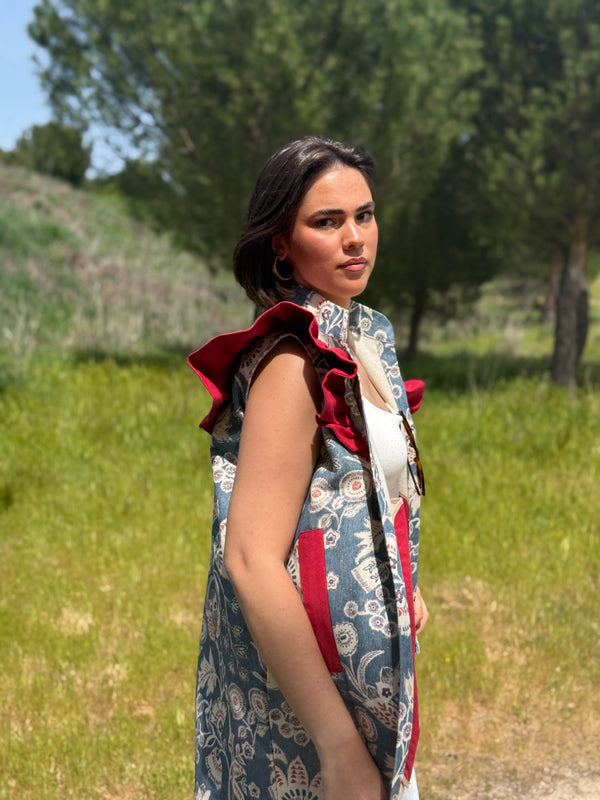 9MÁS5 Green and Rustic Beige Vest