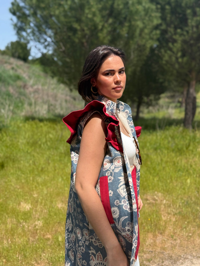 9MÁS5 Green and Rustic Beige Vest