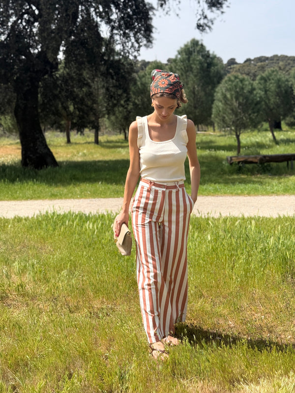 Pantalón Rayas Teja