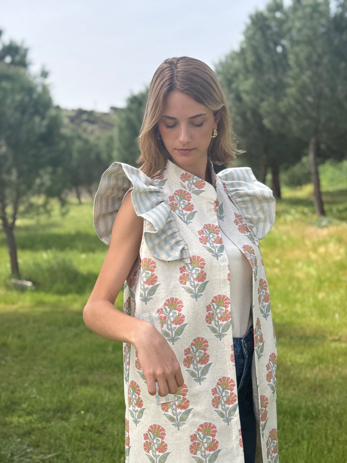 9MÁS5 Green and Rustic Beige Vest