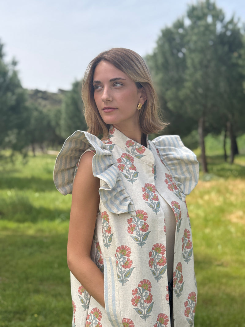 9MÁS5 Green and Rustic Beige Vest