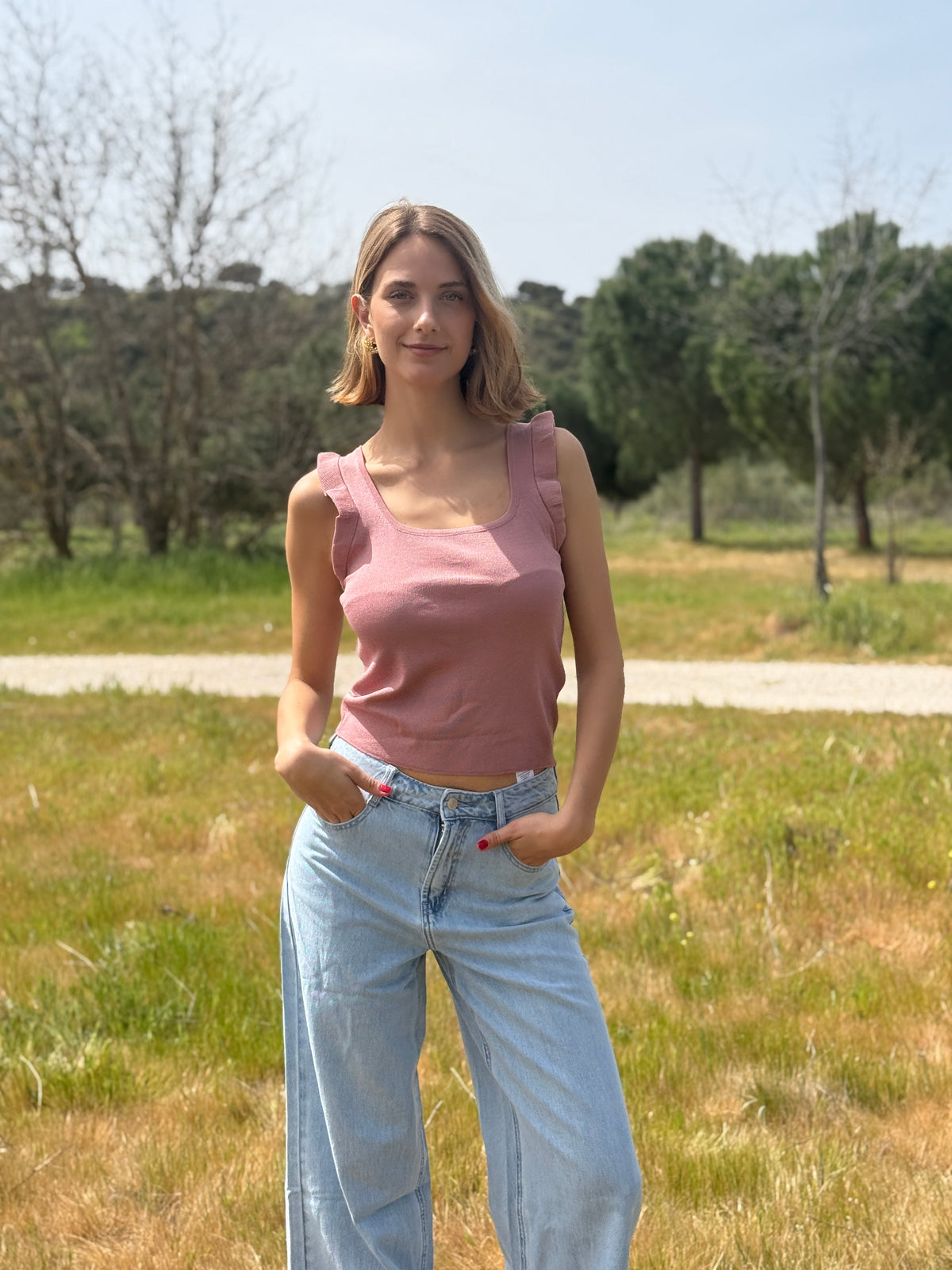 Pantalón Ancho Vaquero Claro