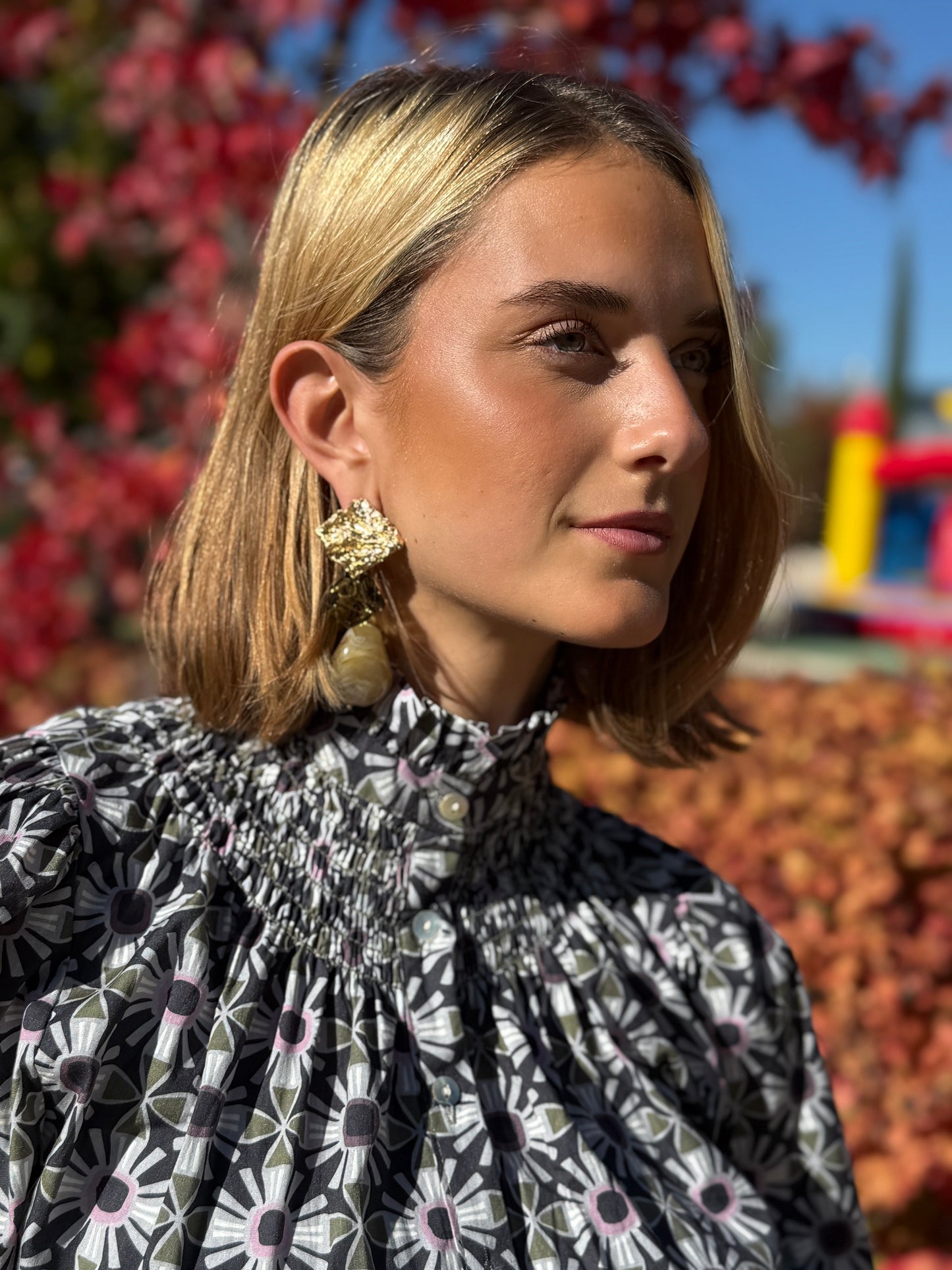 Camisa Agra Flores Gris