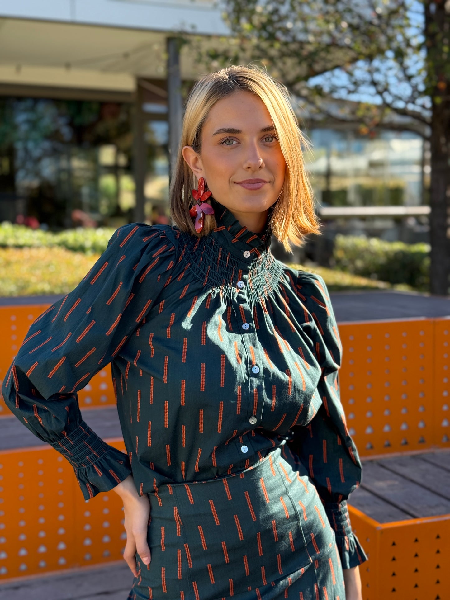 Camisa Agra Verde y Naranja