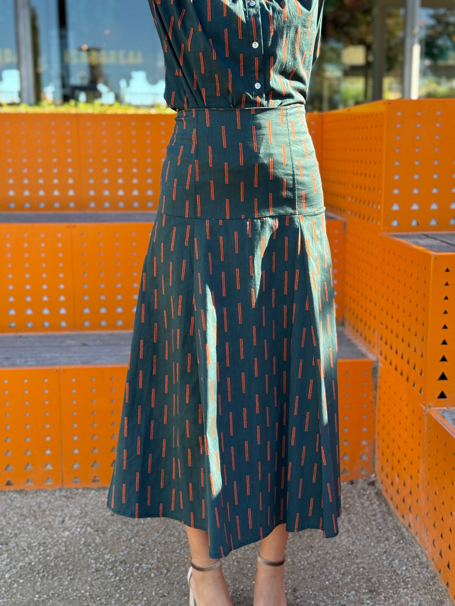 Falda Agra Verde y Naranja