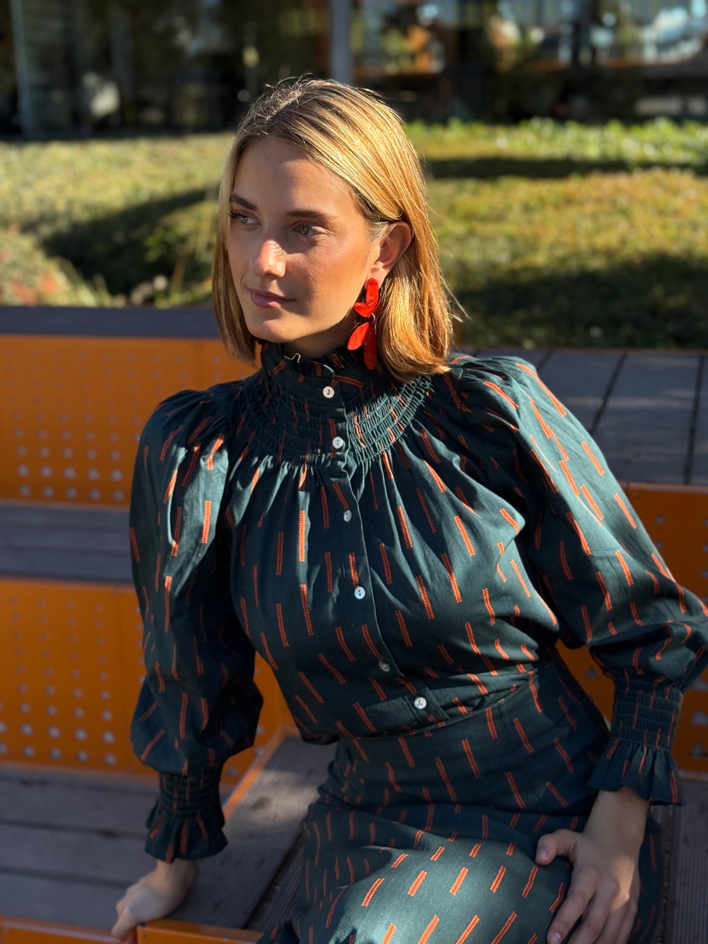 Camisa Agra Verde y Naranja