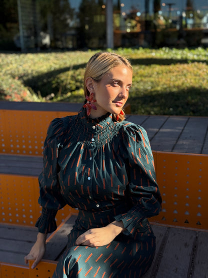 Camisa Agra Verde y Naranja