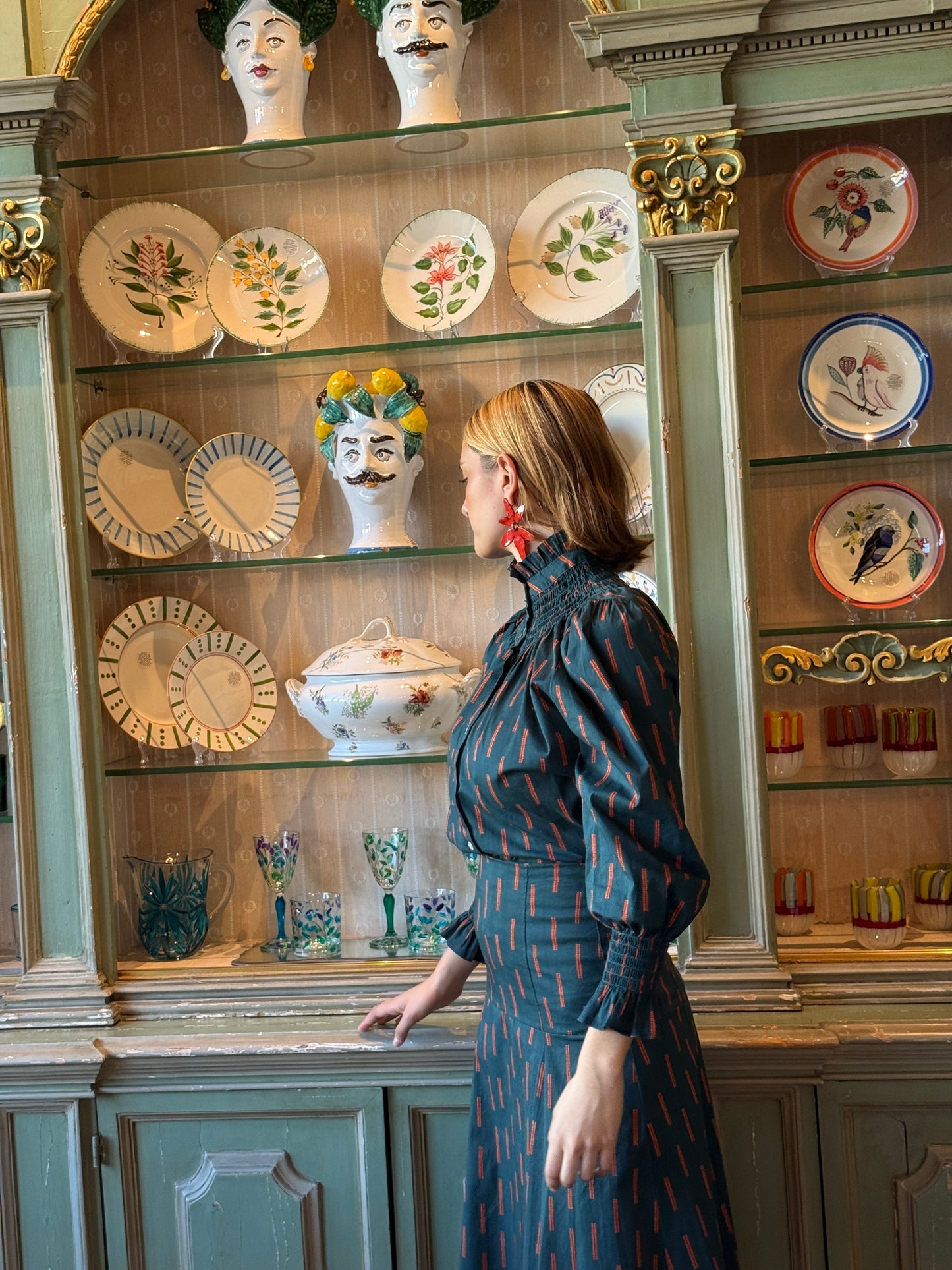 Pendientes Doble Hoja resina Naranja