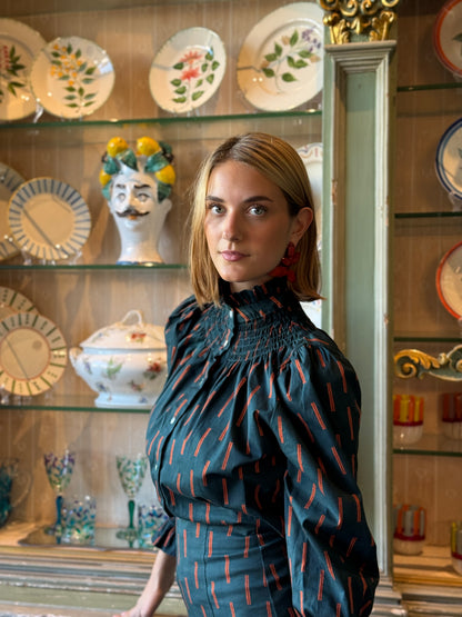 Camisa Agra Verde y Naranja