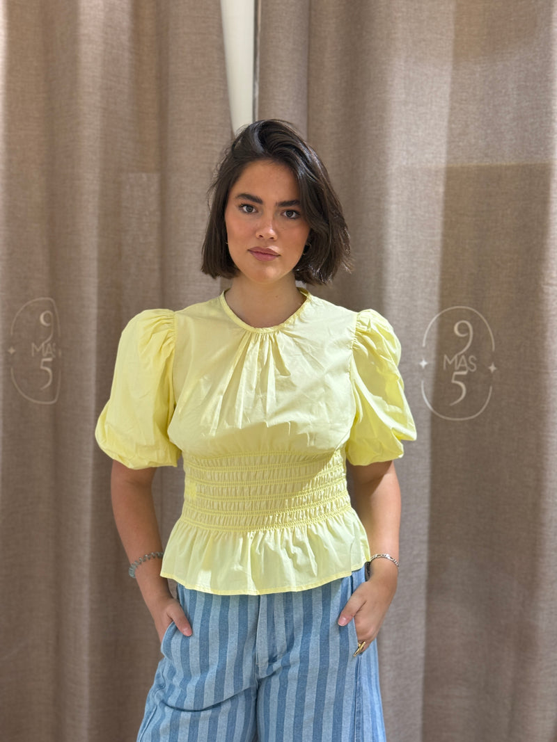 Camisa Manga Globo Amarilla