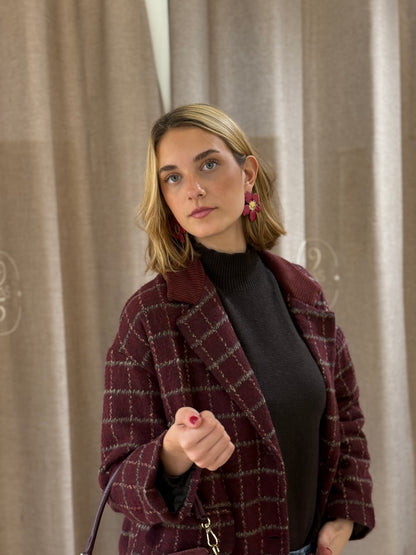 Abrigo Cuadros Burdeos