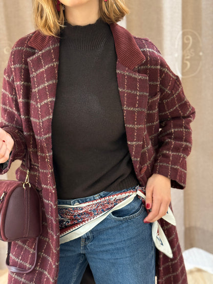 Abrigo Cuadros Burdeos