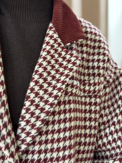 Abrigo Pata de Gallo Burdeos