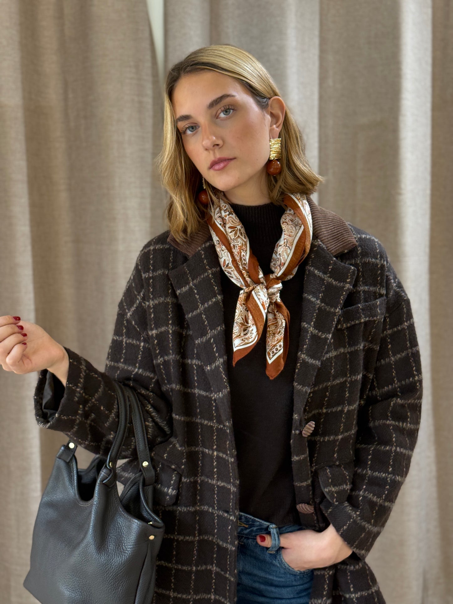 Abrigo Cuadros Marrón