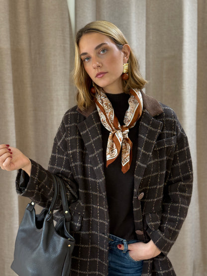 Abrigo Cuadros Marrón