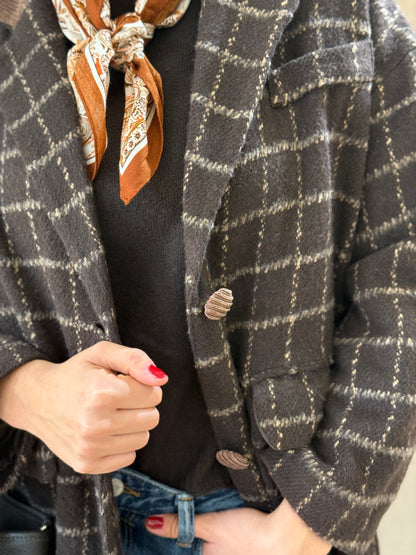 Abrigo Cuadros Marrón