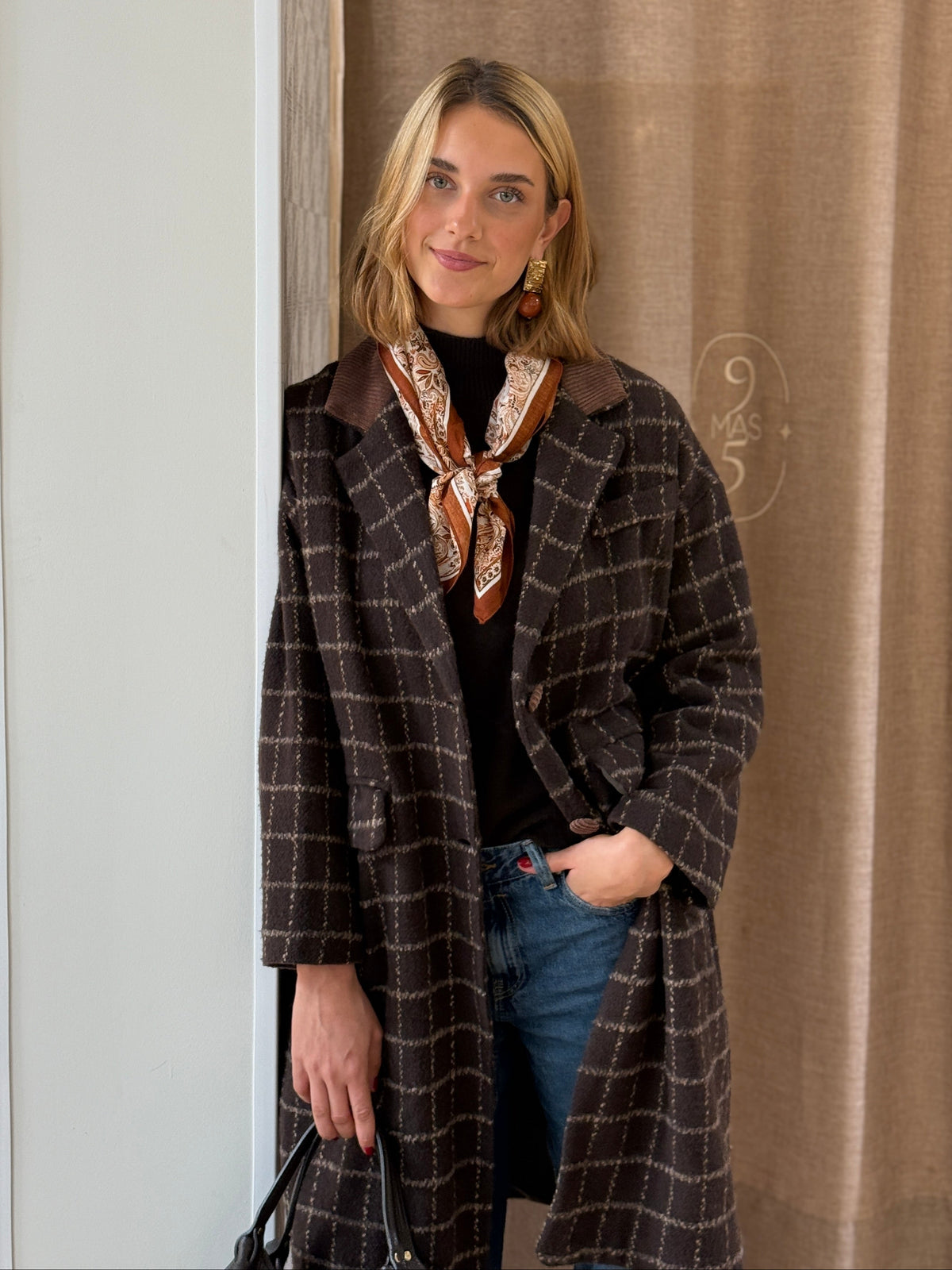 Abrigo Cuadros Marrón