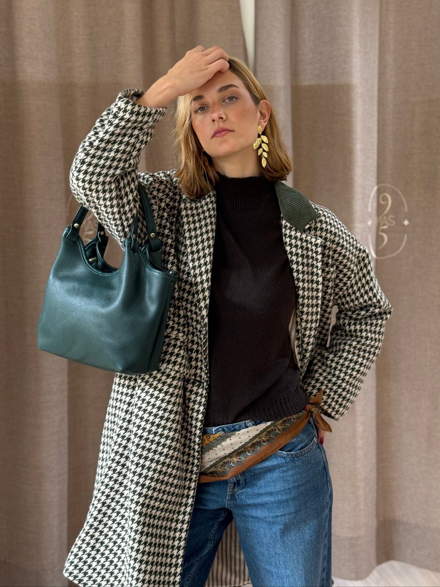 Abrigo Pata de Gallo Verde